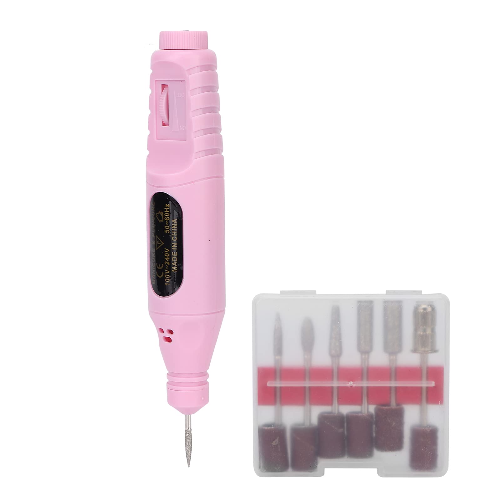 Electric Nail Drill Machine Kit - Low Noise, Adjustable Speed Portable Manicure Set with 6 Drill Bits for Home & Salon Use (Pink) | Perfect for DIY Nail Care, Professional Manicures & Pedicures