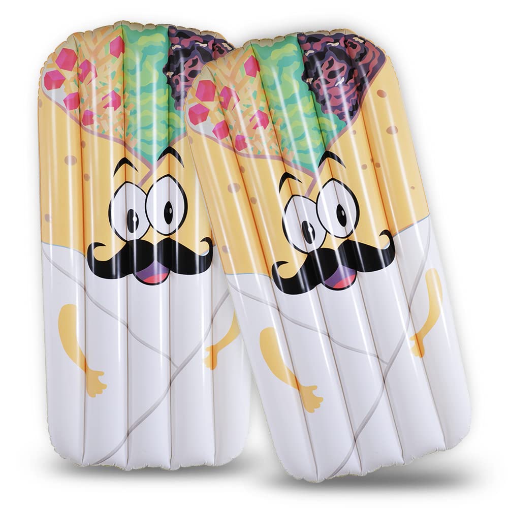 **Mr. Burrito Pool Float 2 Pack - Giant Inflatable Burrito Float for Adults & Kids (68 Inches) - Fun Summer Pool & Beach Toy for Relaxing, Parties, and Family Gatherings**