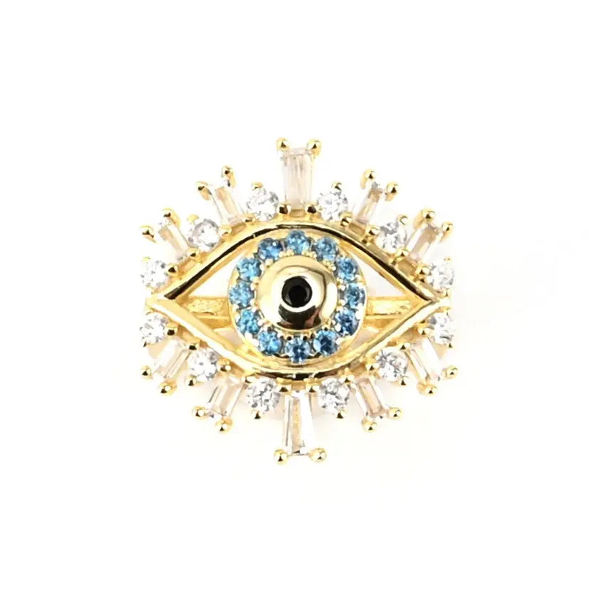 Evil Eye Protection Ring for Women & Men - Blue Stone Silver Jewelry for Good Luck & Positive Energy - Perfect for Gifts, Meditation & Spiritual Healing