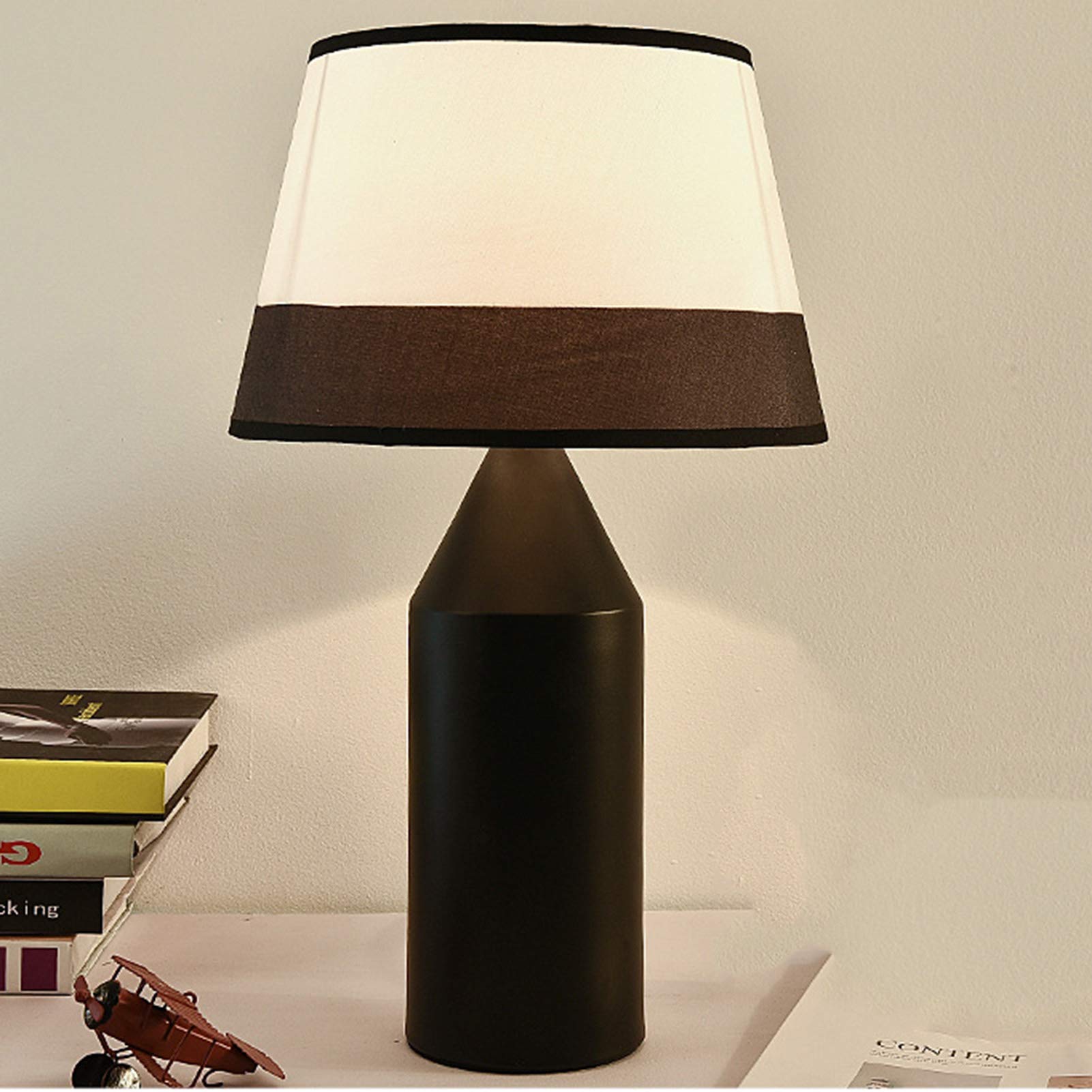 HSART Creative Modern Table Lamp with Fabric Shade - Soft Lighting for Bedside, Reading & Home Decor - Black Nightstand Lamp for Bedroom, Living Room, Office (Ideal for Relaxation & Cozy Atmosphere)