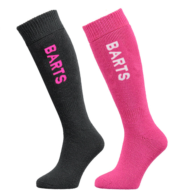 Barts Twin Pack Kids Ski Socks - Warm Wool Blend Winter Socks for Boys & Girls (Anthracite & Pink) - Perfect for Skiing, Snowboarding & Cold Weather Activities