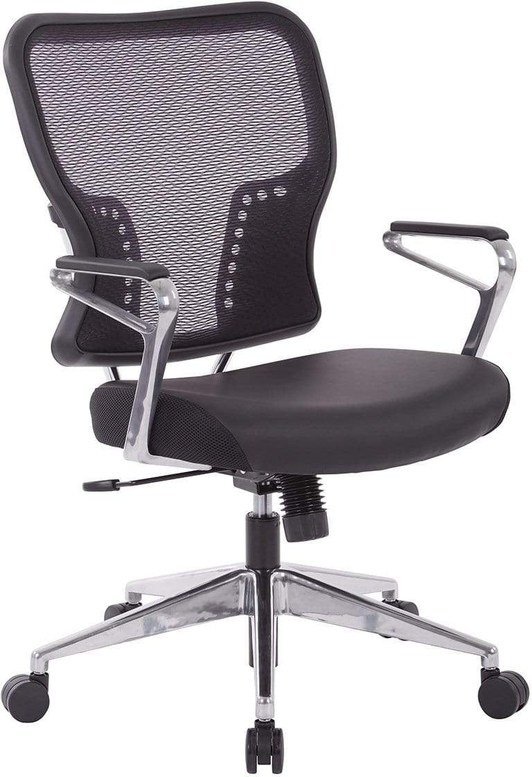 Ergonomic Air Grid® Back Office Chair with Padded Bonded Leather Seat - Adjustable Height & Lumbar Support for Home & Office Workspaces - Model 213 E37P91A7