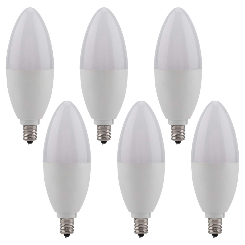 Shanrya Mini Candle Bulbs - 6 Pack E12 LED Candelabra Light Bulbs, High Brightness Warm White, Energy Saving Dimmable for Chandeliers, Ceiling Fans, Lamps - Perfect for Home, Office & Holiday Decorations