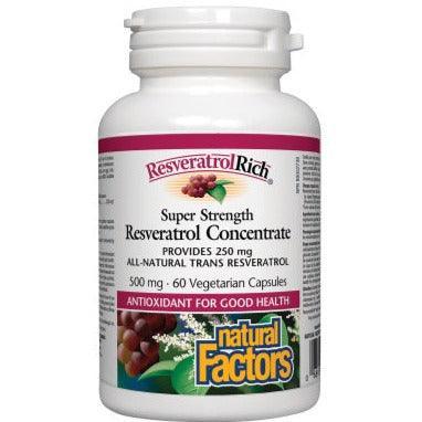 Natural Factors Resveratrol Rich 500mg - 60 Veggie Capsules - Antioxidant Supplement for Heart Health & Anti-Aging - Supports Cardiovascular Function & Cellular Health - Perfect for Daily Wellness Routine & Healthy Lifestyle