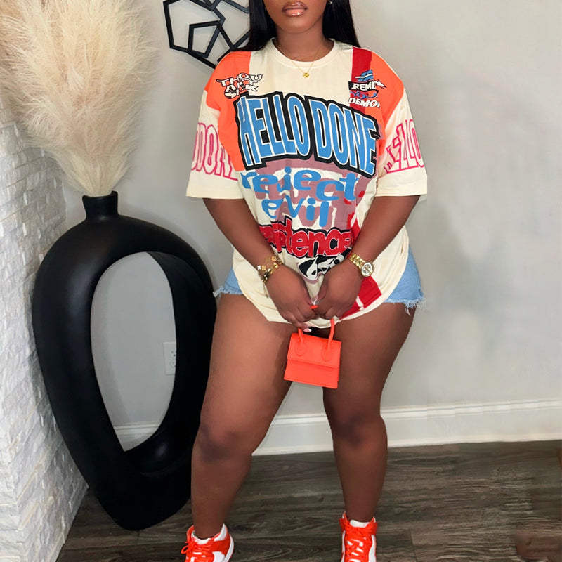 Vibrant Multicolor Lettering Short Sleeve T-Shirt for Men & Women - Perfect for Casual Wear, Summer Outfits, and Street Style Fashion