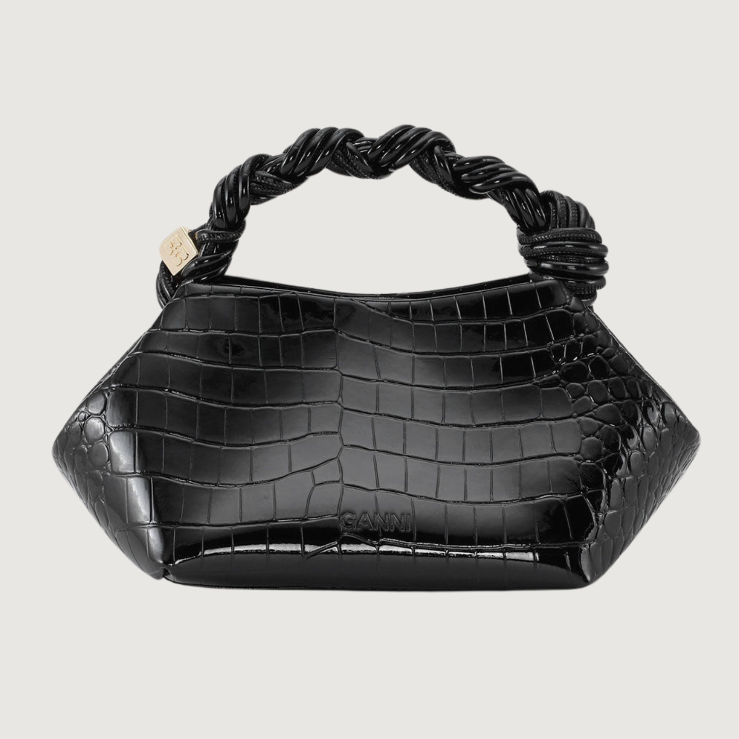 Bou Small Patent Crocodile Leather Handbag - Stylish Black Crossbody Purse for Women, Perfect for Work, Travel & Evening Events