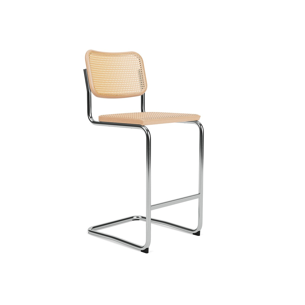 Breuer Cesca Counter Stool - Mid Century Modern Bar Stool with Chrome Frame & Cane Seat - Perfect for Kitchen Islands, Breakfast Bars & Dining Areas