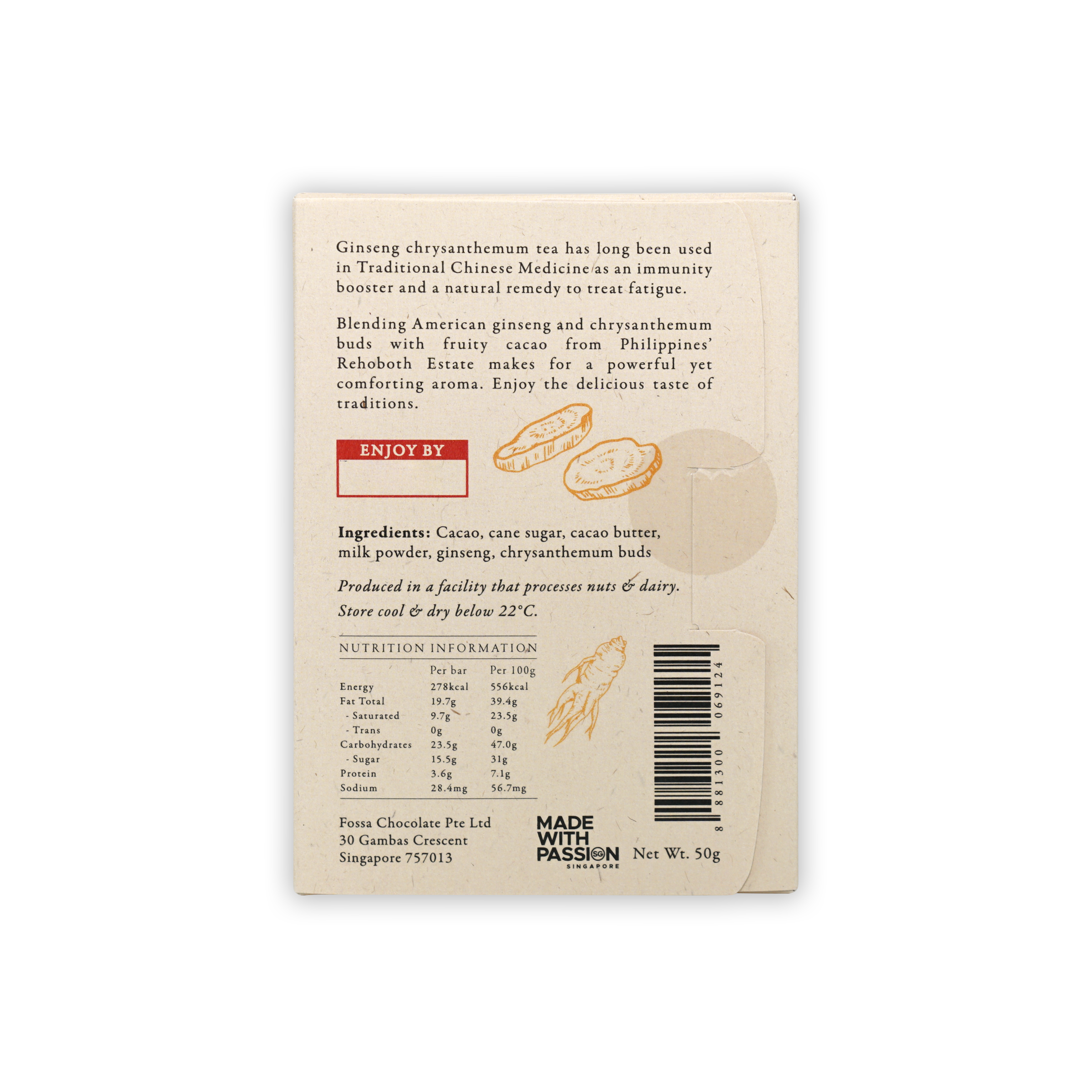 Premium Fossa Chocolate Ginseng Chrysanthemum Tea - Organic Herbal Tea Blend for Relaxation & Energy Boost - Perfect for Stress Relief, Afternoon Pick-Me-Up & Evening Relaxation