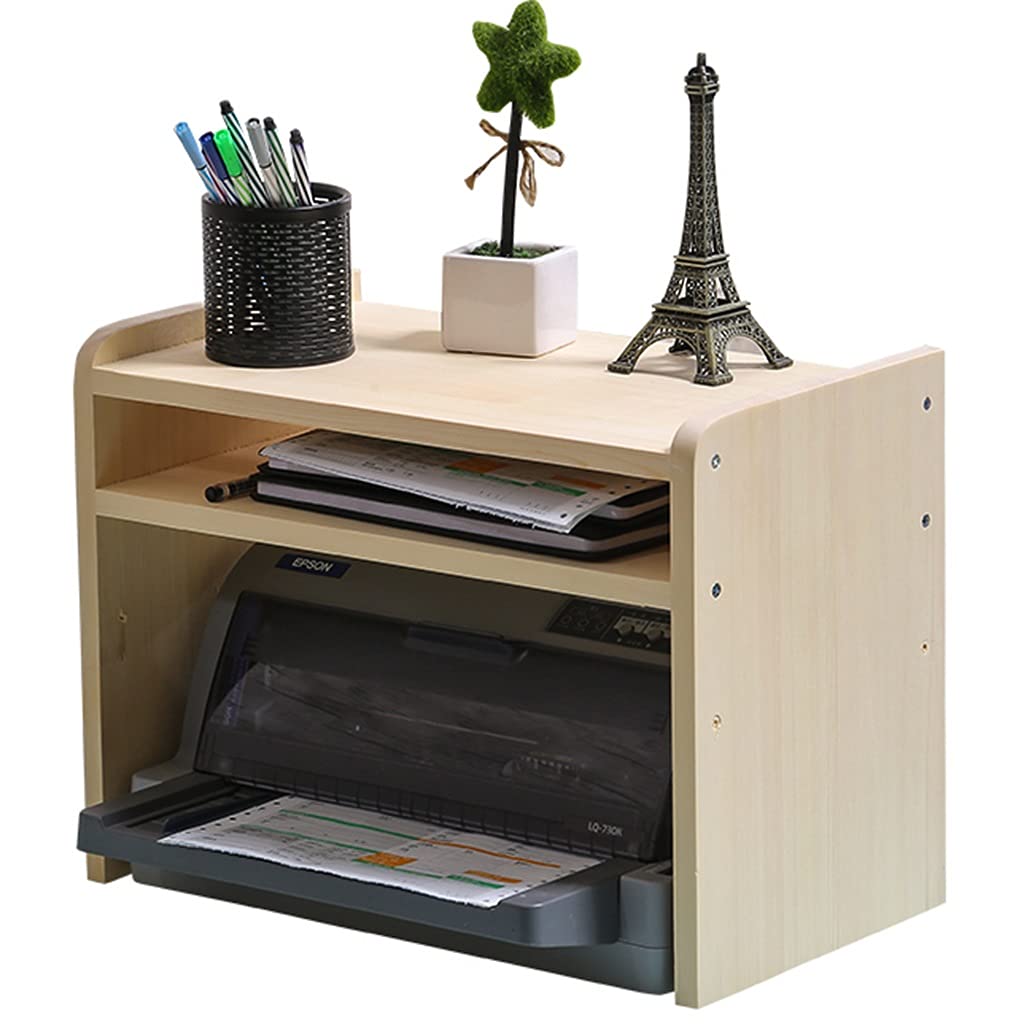 Adjustable Double Layer Printer Stand - 43×24×35cm Wooden Desktop Storage Rack for Office, Kitchen & Home Organization - Space-Saving Multi-Purpose Shelf for Printer, Books, Supplies & Small Appliances