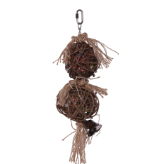 2-Piece Stacked Wicker Ball with Bell - Natural Rattan Decorative Hanging Ornament for Home, Garden, Patio, and Wedding Decor