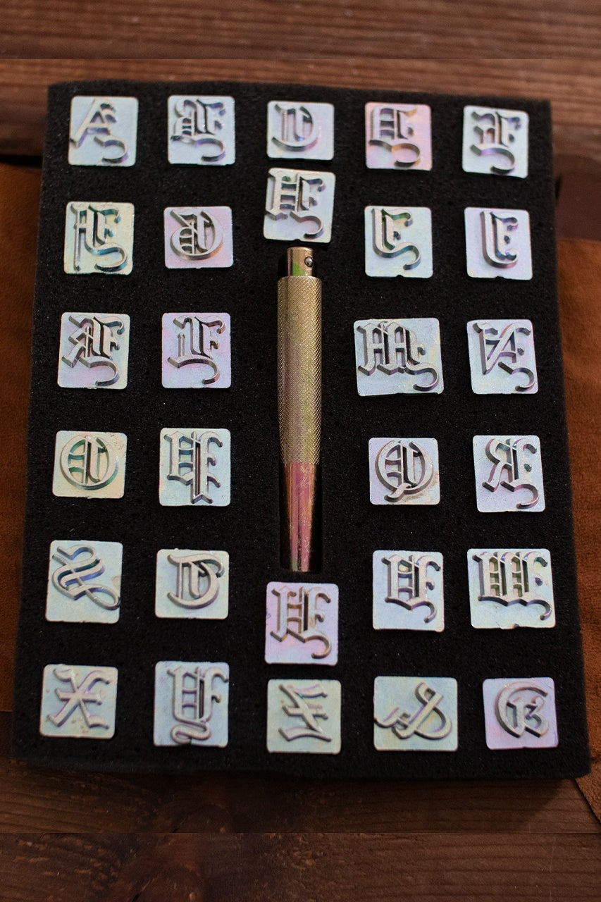 Old English Alphabet Embossing Tool Set - DIY Leather Stamping Kit for Leathercraft, Jewelry Making & Personalized Gifts