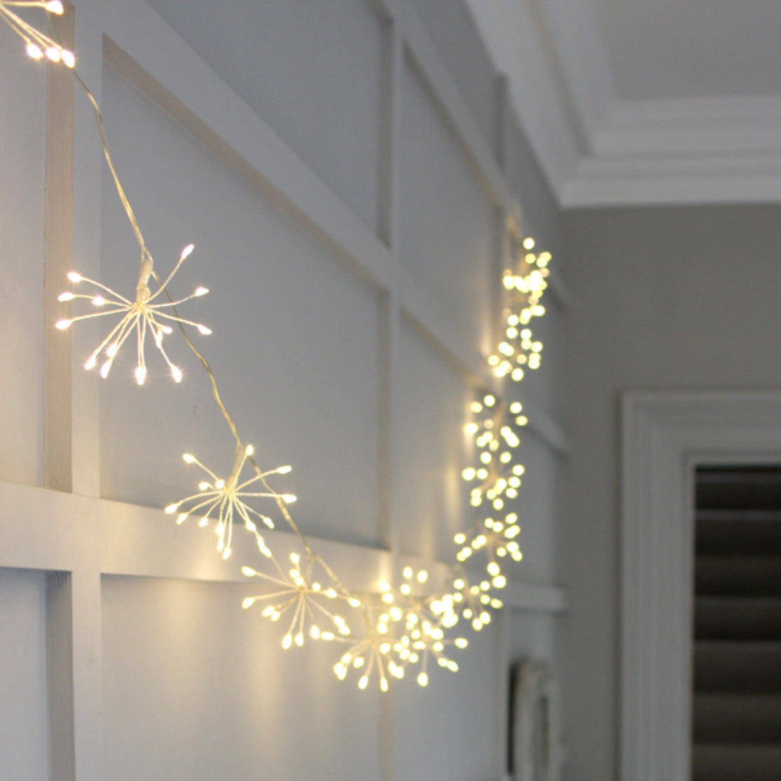 Sparkling Silver Starburst Fairy Lights - 50 LED String Lights for Bedroom, Wedding, Party Decor - Indoor & Outdoor Waterproof Decorative Lighting