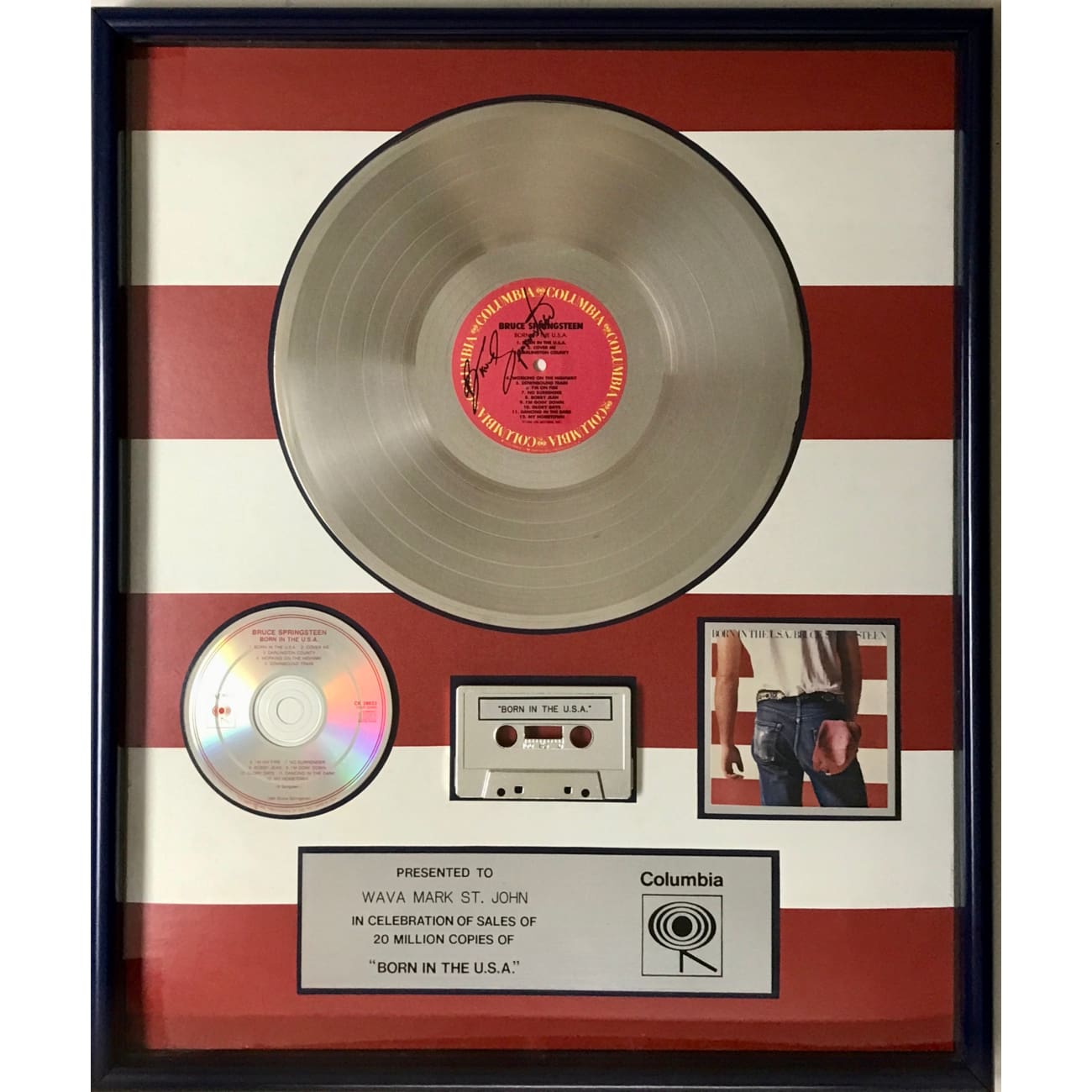 Bruce Springsteen Born In The USA Vinyl Record - Columbia Records 20 Million Sales Award Winner - Perfect for Music Collectors & Classic Rock Fans