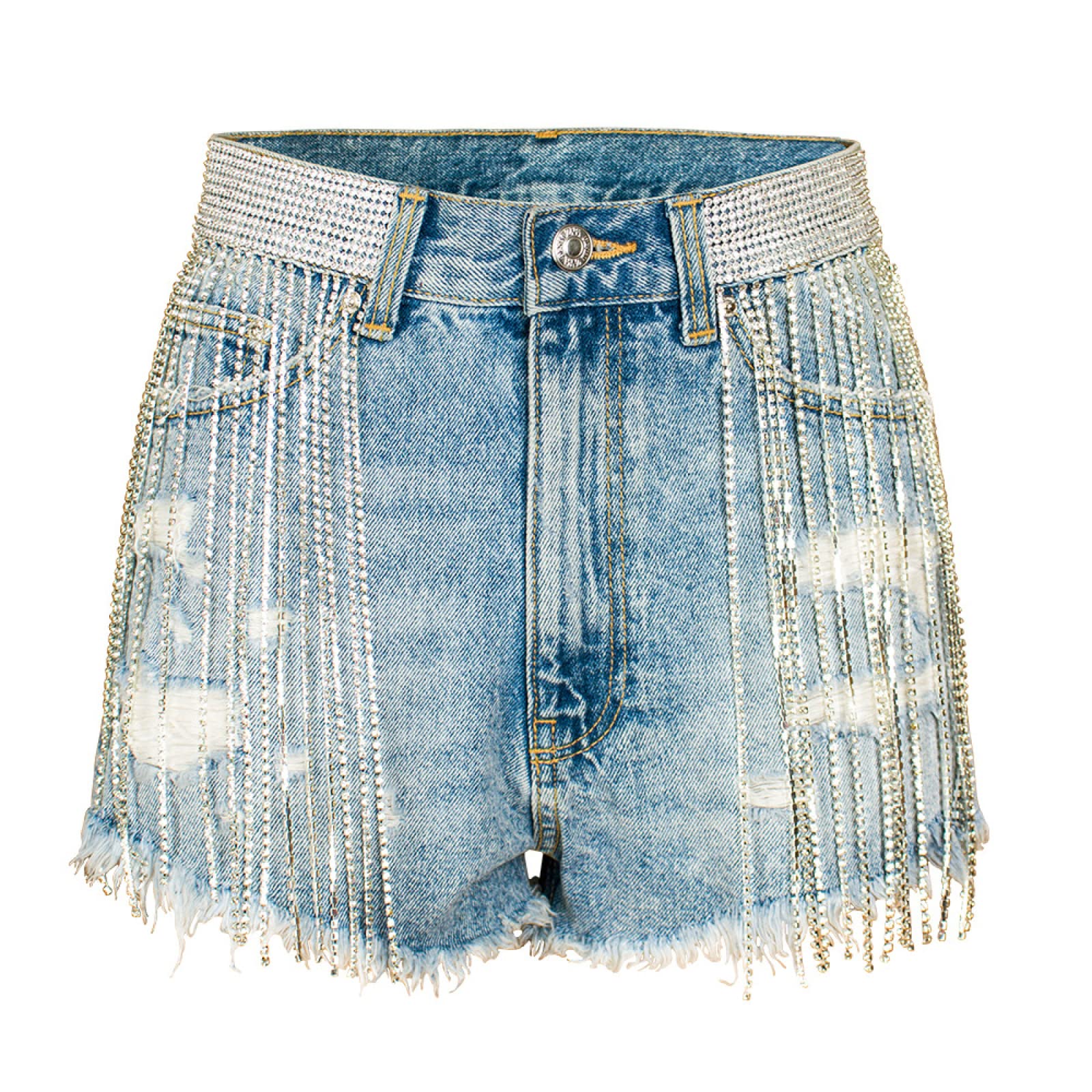 Trendy Women's High Waist Ripped Denim Shorts with Stitching Details | Distressed Washed Jeans Shorts for Summer Outfits, Beach Vacations & Casual Street Style