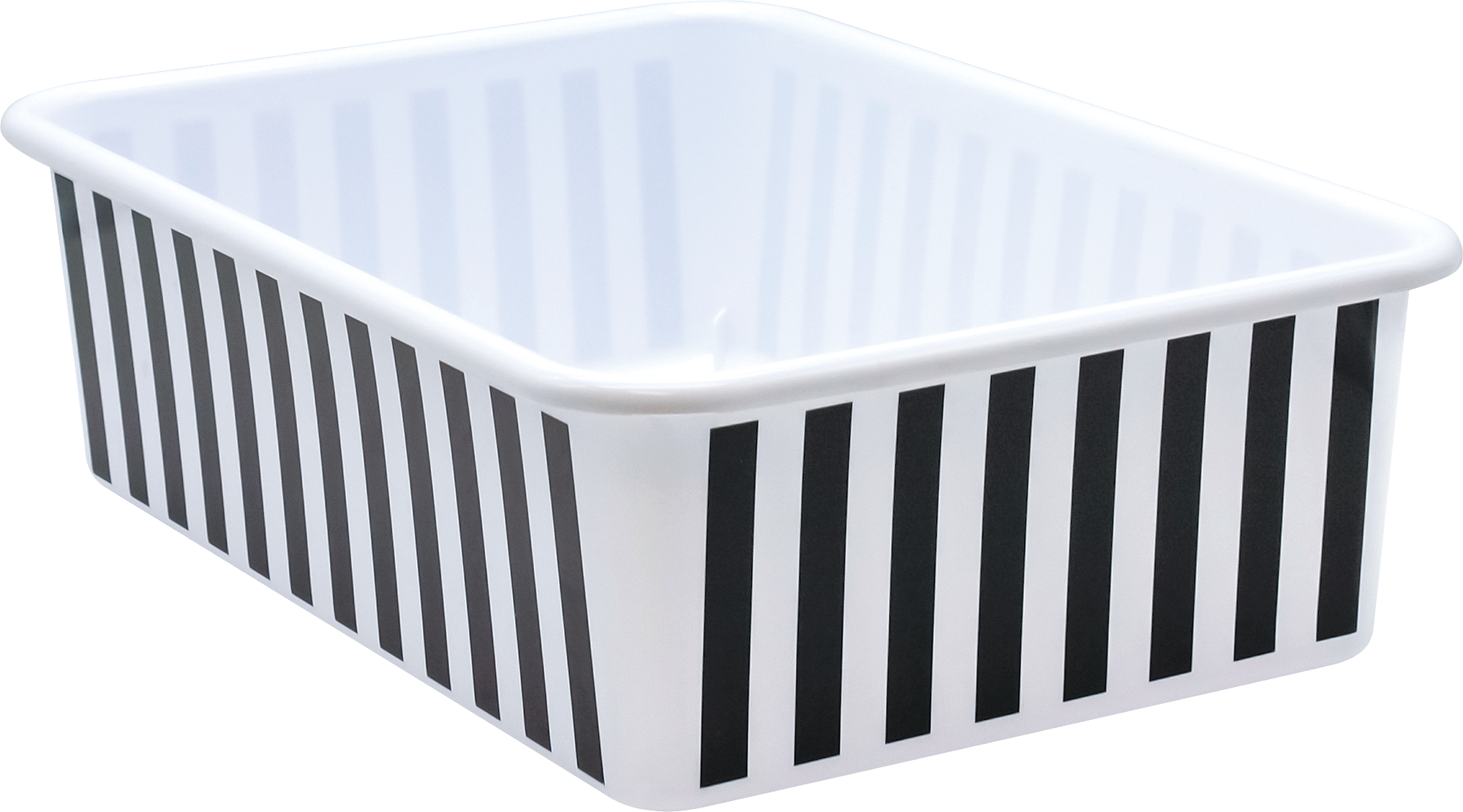 Large Black and White Striped Plastic Storage Bin - Organize Toys, Clothes & Home Essentials - Perfect for Kids Room, Garage & Office Storage