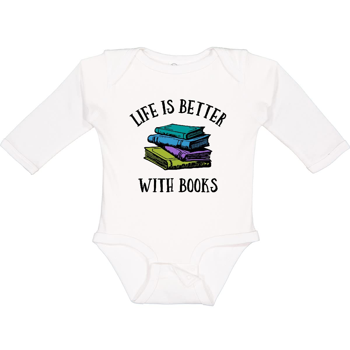 Inktastic Life's Better with Books Baby Long Sleeve Bodysuit - Cute Reading-Themed Outfit for Book Lovers & Storytime