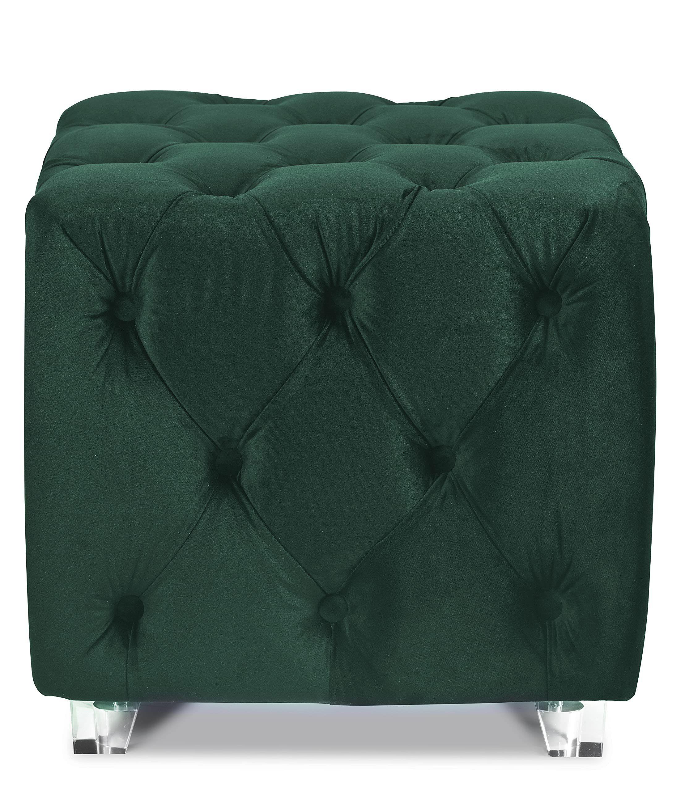 Velvet Acrylic Ottoman Cube Foot Rest - Modern Square Stool Seat for Living Room & Bedroom, Decorative Furniture Footrest 5093 | Perfect for Relaxing, Reading & Home Decor