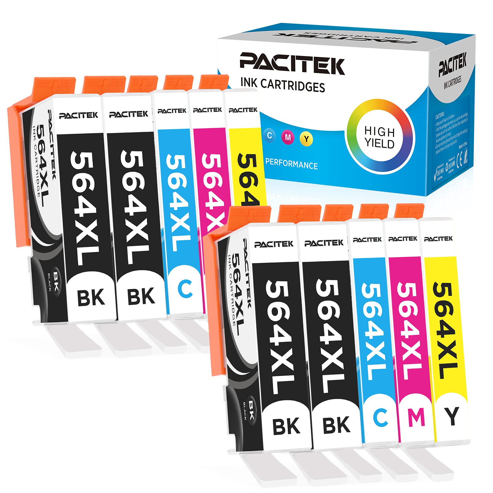 PACITEK 10-Pack Compatible Ink Cartridges Replacement for HP 564 & 564XL - Works with HP PhotoSmart 3520, 4620, 5510, 5514, 5520, 6520, 7510, 7520, 7525 & c410a Printers - Perfect for Home Office Printing & Photo Projects