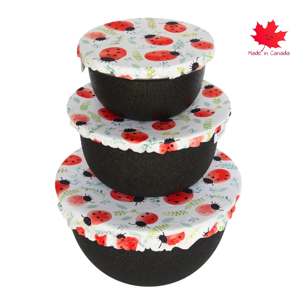 Colibri Bowl Cover Set with Ladybug Design - Reusable Food Covers for Bowls, Plates & Dishes - Perfect for Picnics, Parties & Food Storage