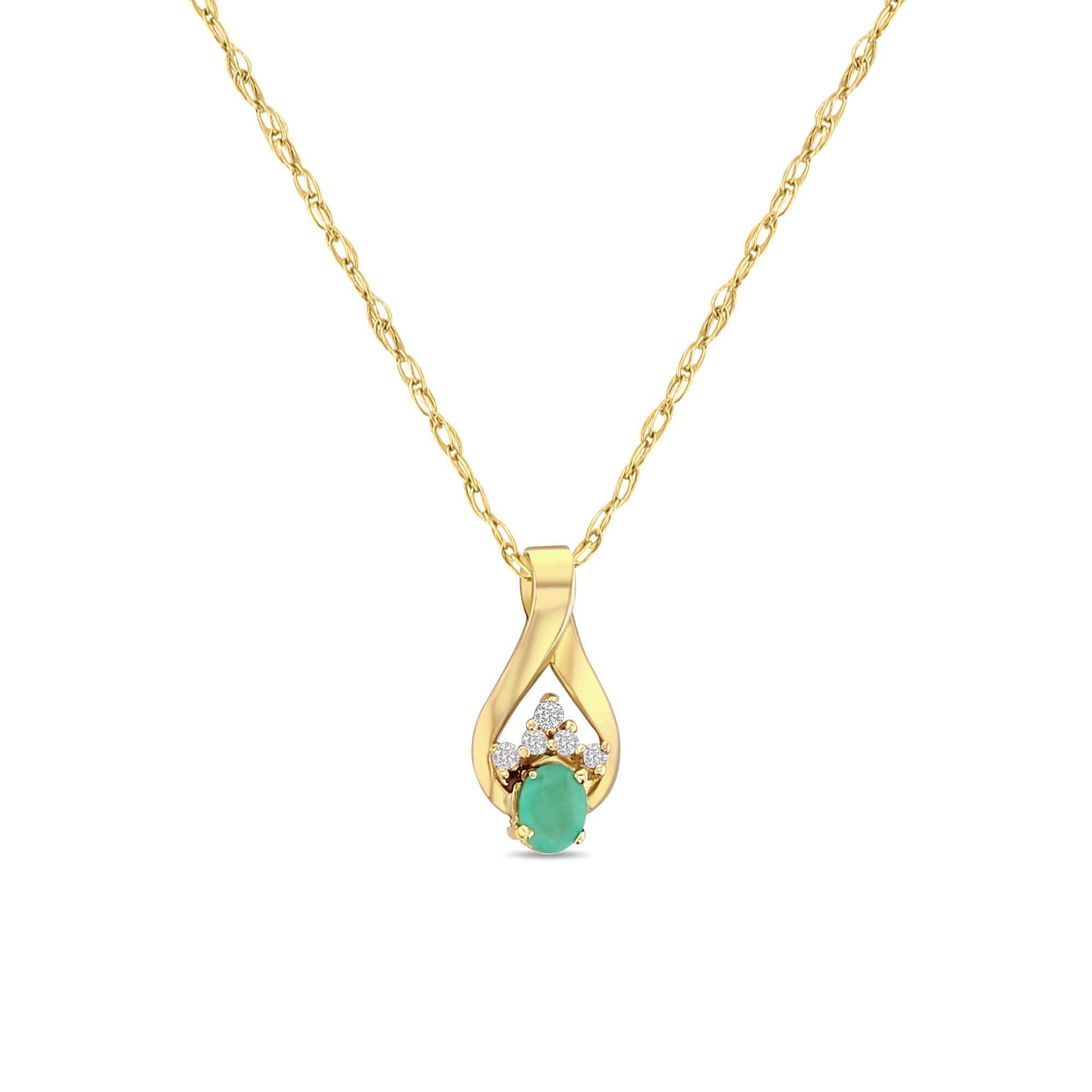 Exquisite 0.78ct Oval Emerald & Diamond Pendant in 14K Yellow Gold - Elegant Necklace for Weddings, Anniversaries & Special Occasions