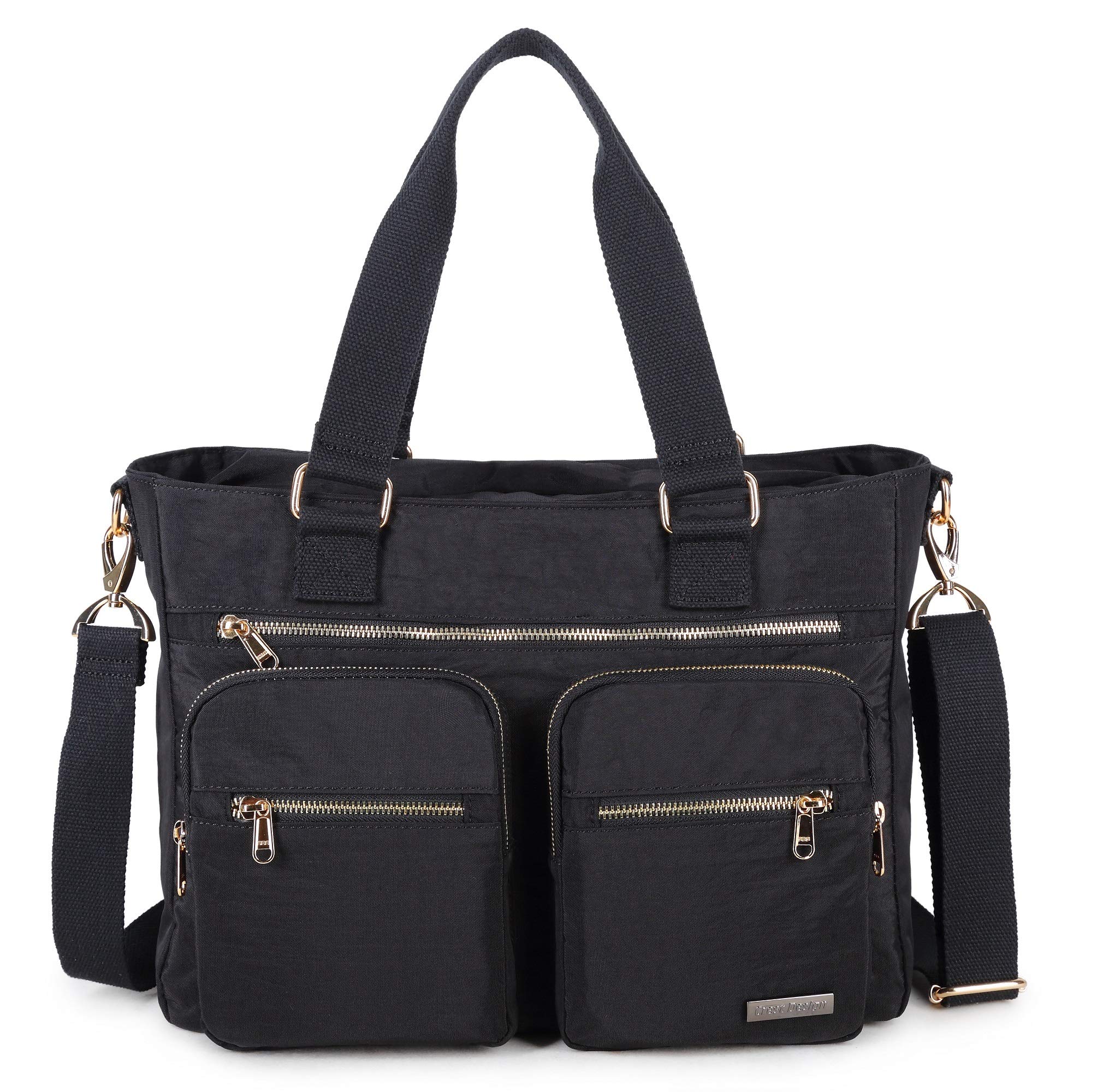 Crest Design Nylon Laptop Shoulder Bag for Women - Lightweight Tote Organizer for Work, Travel, School, Teacher & Nurse - Perfect for Daily Commute, Office & Business Trips