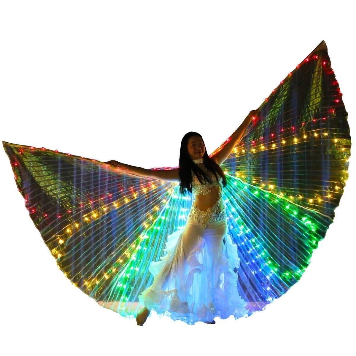 Zjx Belly Dance LED Light Wings - 8 Piece 360° Shine Gold Dance Props for Stage Performances & Festivals