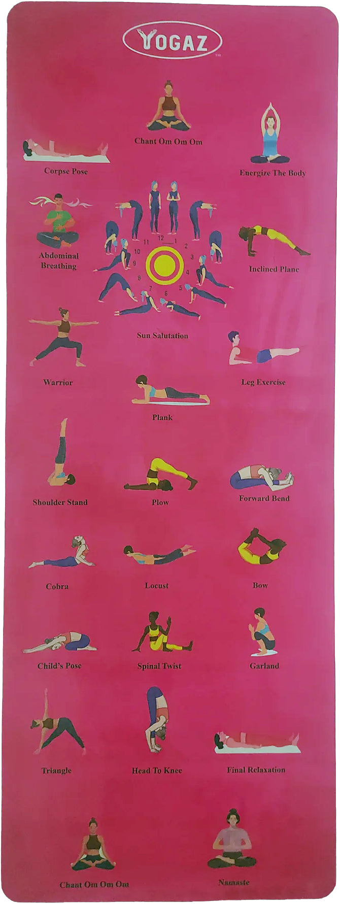 YOGAZ 3D Suede Non-Slip Yoga Mat for Home & Studio - Pink | Extra Thick Self Teaching Mat for Beginners & Professionals | Perfect for Hot Yoga, Pilates & Meditation Practice
