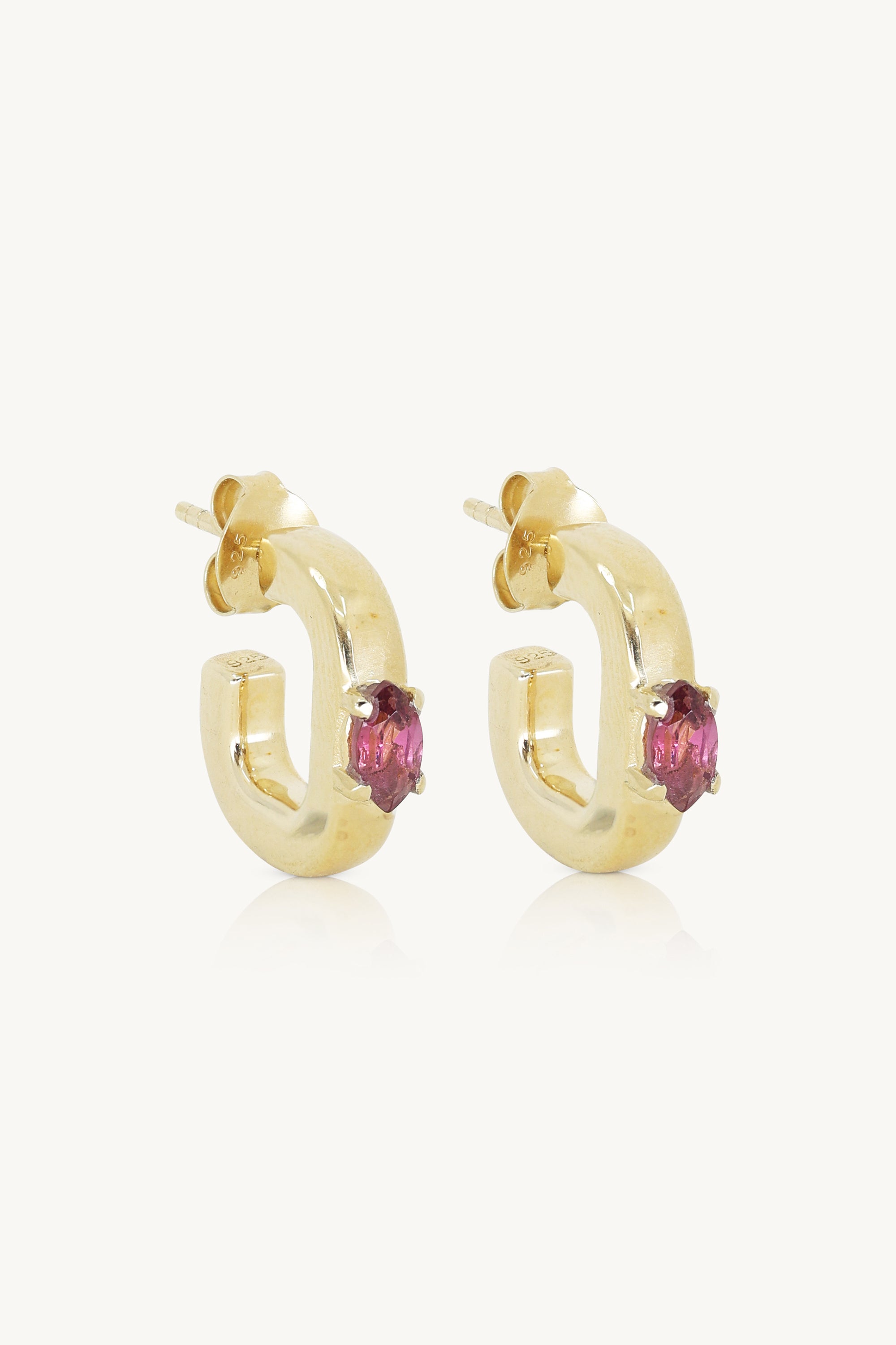 Elodie Rhodolite Gold Hoops - 14K Gold Plated Gemstone Earrings for Women | Perfect for Parties, Weddings & Everyday Elegance