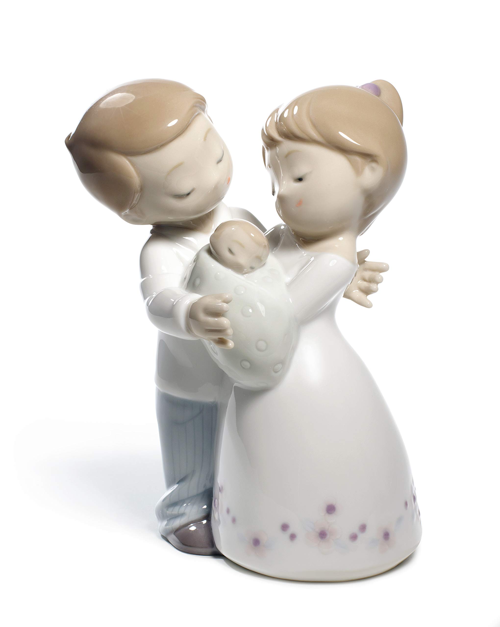 Lladro NAO Porcelain 'Love is Our Little Baby' Figurine - Couple with Baby Sculpture 2001742 | Perfect for Wedding, Anniversary & Nursery Decor