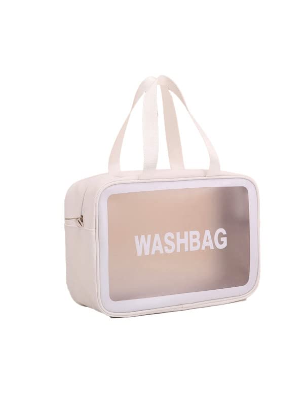 Amso Large Clear PVC Toiletry Bag - Waterproof Travel Cosmetic Organizer for Men & Women - Perfect for Air Travel, Gym, Camping & Weekend Getaways