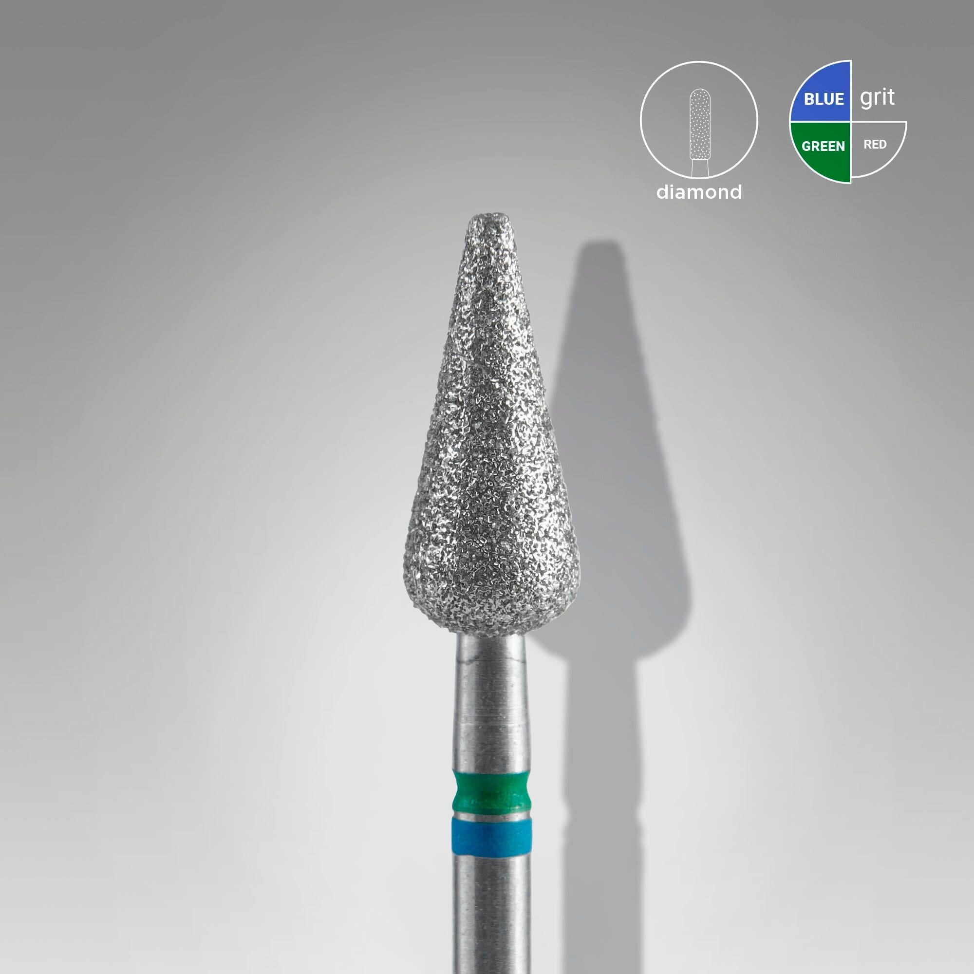 Staleks Diamond Nail Drill Bit DUO - Pear Shape, 5mm, Blue & Green - Professional Manicure & Pedicure Tools for Salon & Home Use