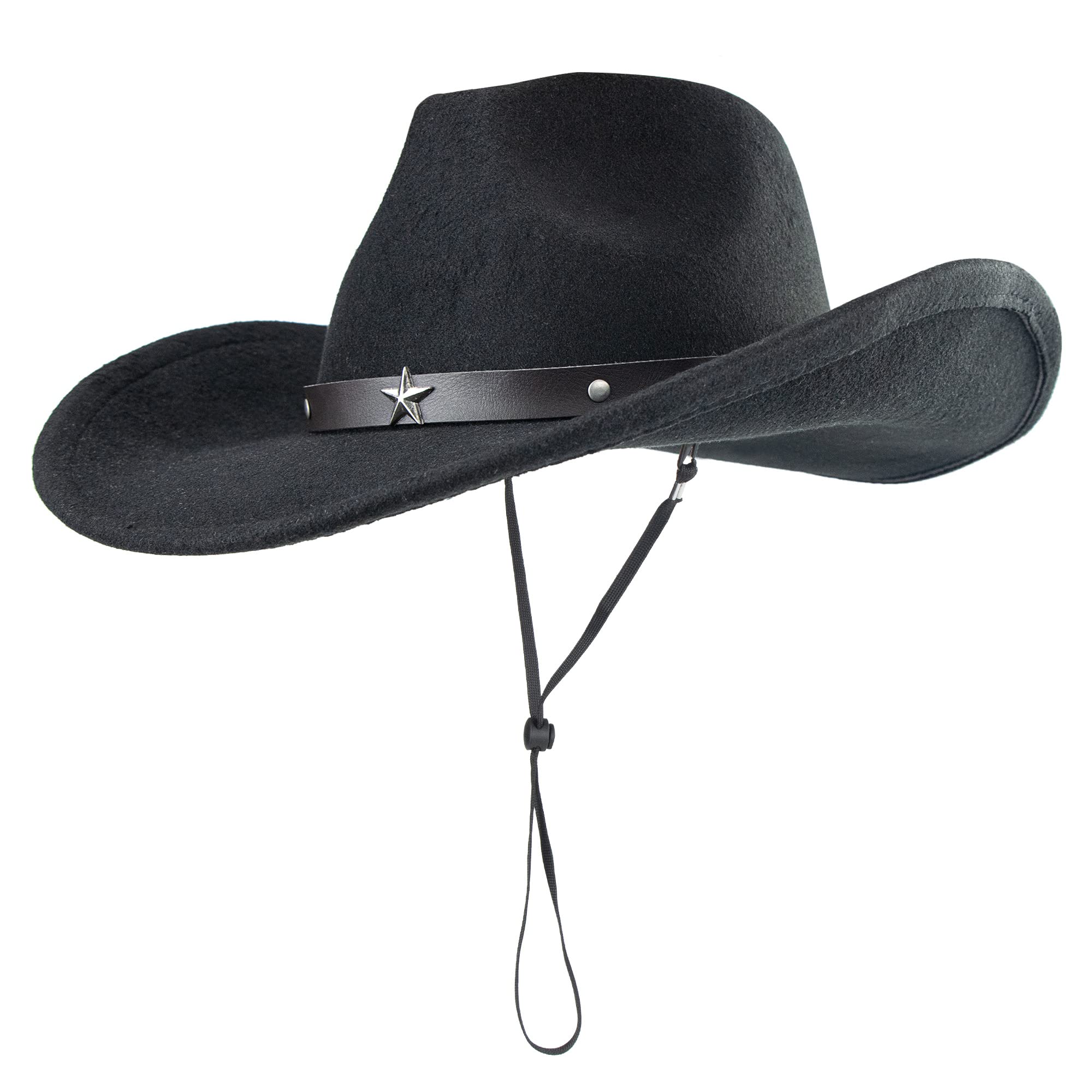 Classic Western Felt Cowboy Hat for Women & Men - Wide Brim Belt Buckle Panama Fedora Hat (Size 7 1/8) - Perfect for Rodeo, Country Music Festivals & Western Style Outfits