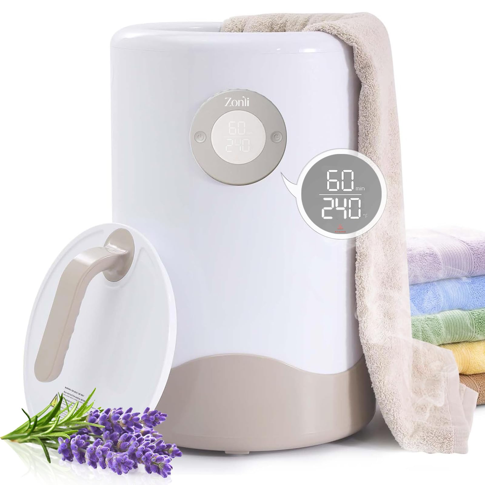 Premium ZonLi Towel Warmer - Large Luxury Heated Towel Warmer Bucket for Bathroom with Auto Shut-Off & Adjustable Timer | Holds 2 Oversized Towels, Blankets & Bathrobes | Includes Scented Discs | Perfect for Spa-Like Bathroom Experience & Cozy Home Relaxation