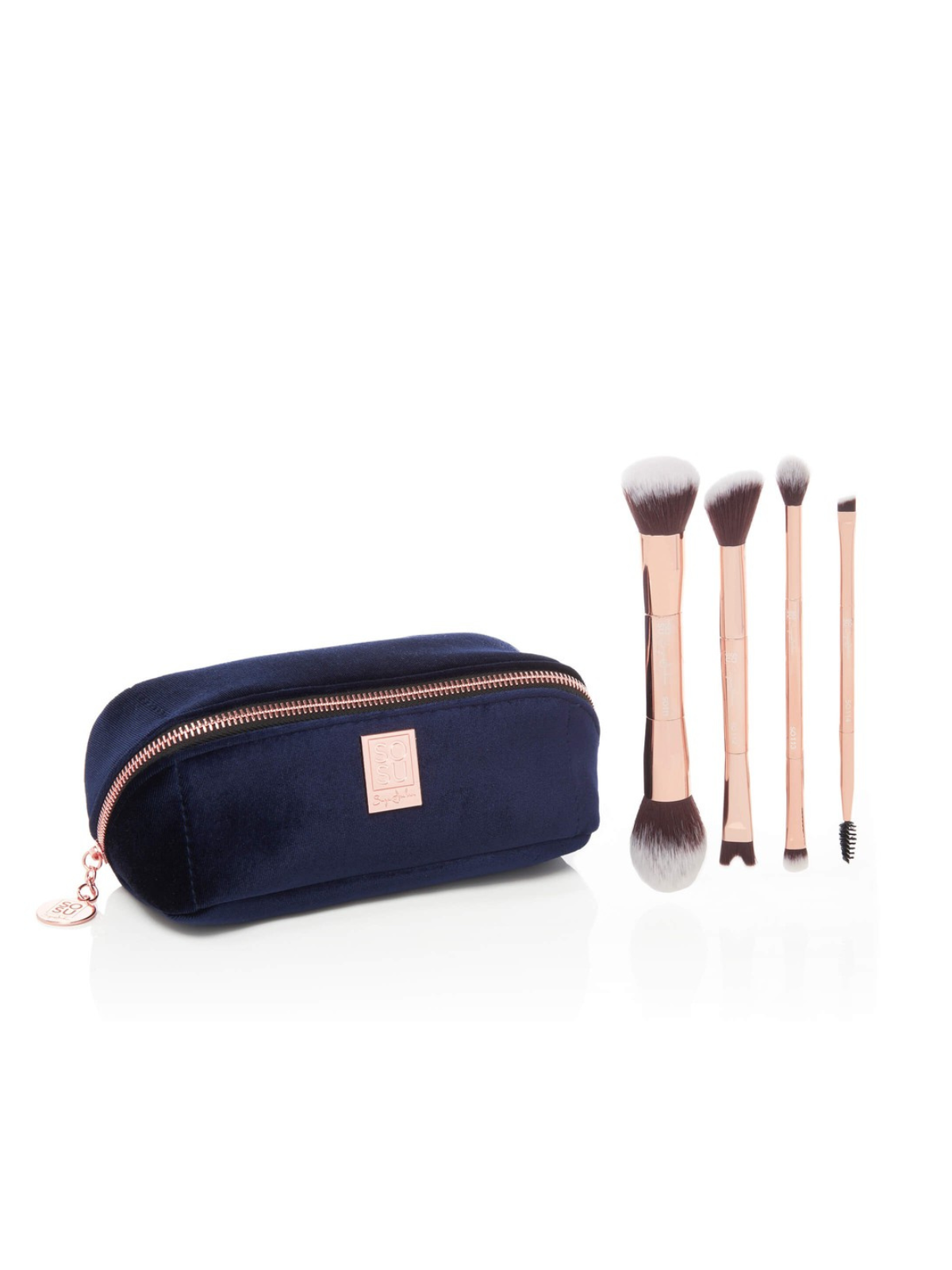 Premium Luxury Makeup Bag & Double Ended Brush Set - Travel Cosmetic Organizer with Professional Brushes for Makeup Artists & Beauty Enthusiasts | Perfect for Home, Travel & Professional Use