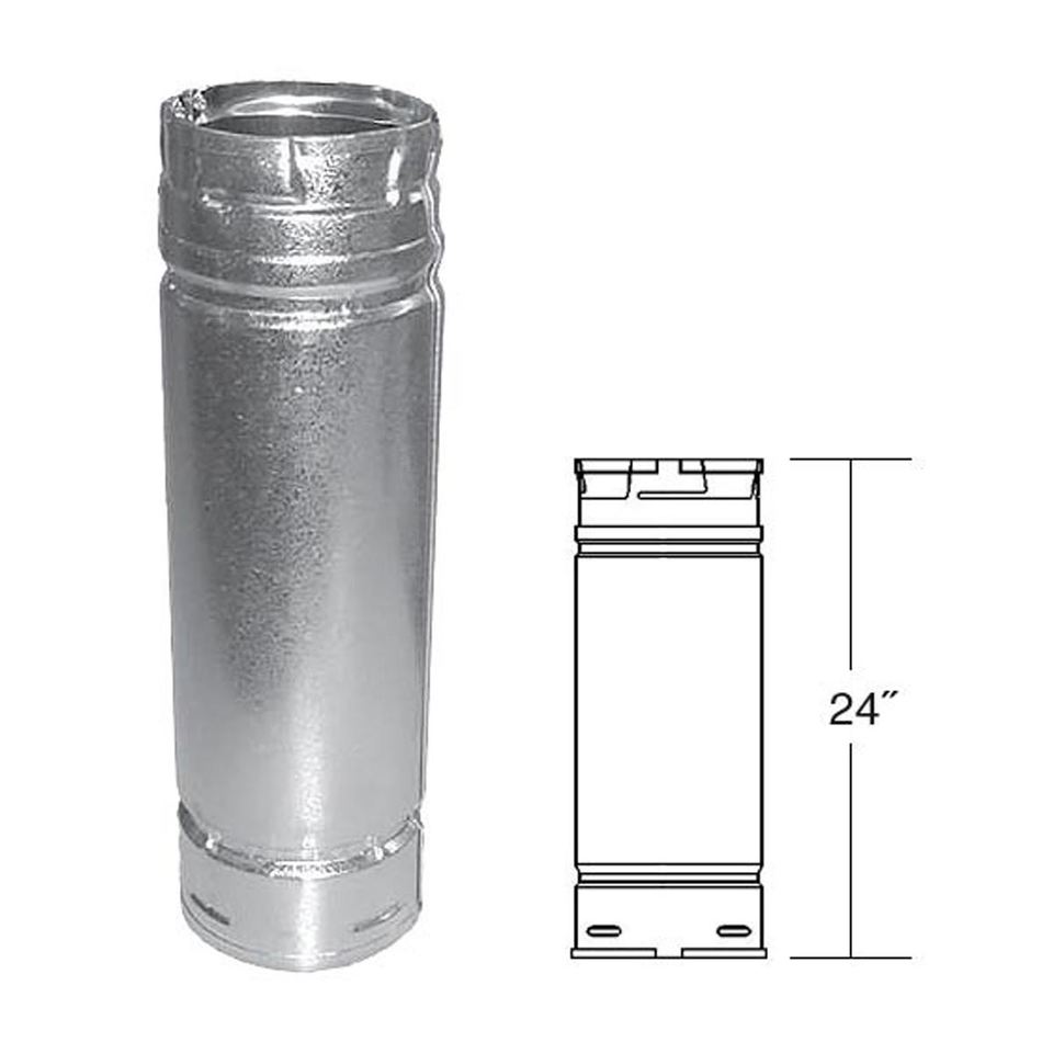 Duravent 3 x 24 Straight Length Chimney Pipe - 3PVP 24 - High-Quality Stainless Steel Vent Pipe for Wood Stoves, Fireplaces & Heating Systems - Perfect for Home, Cabin & Outdoor Use