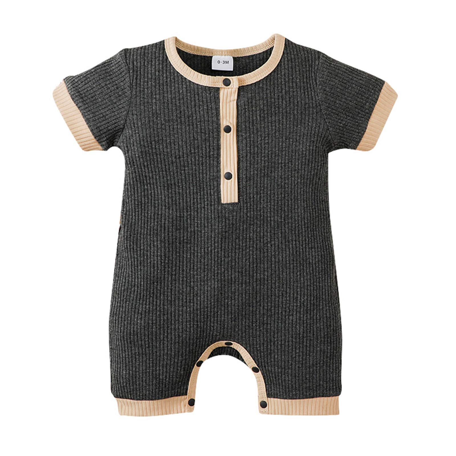 Spritfallbaby Newborn Baby Boy Girl Summer Romper - 100% Cotton Ribbed Jumpsuit One-Piece Outfit | Perfect for Playtime, Beach & Family Photos