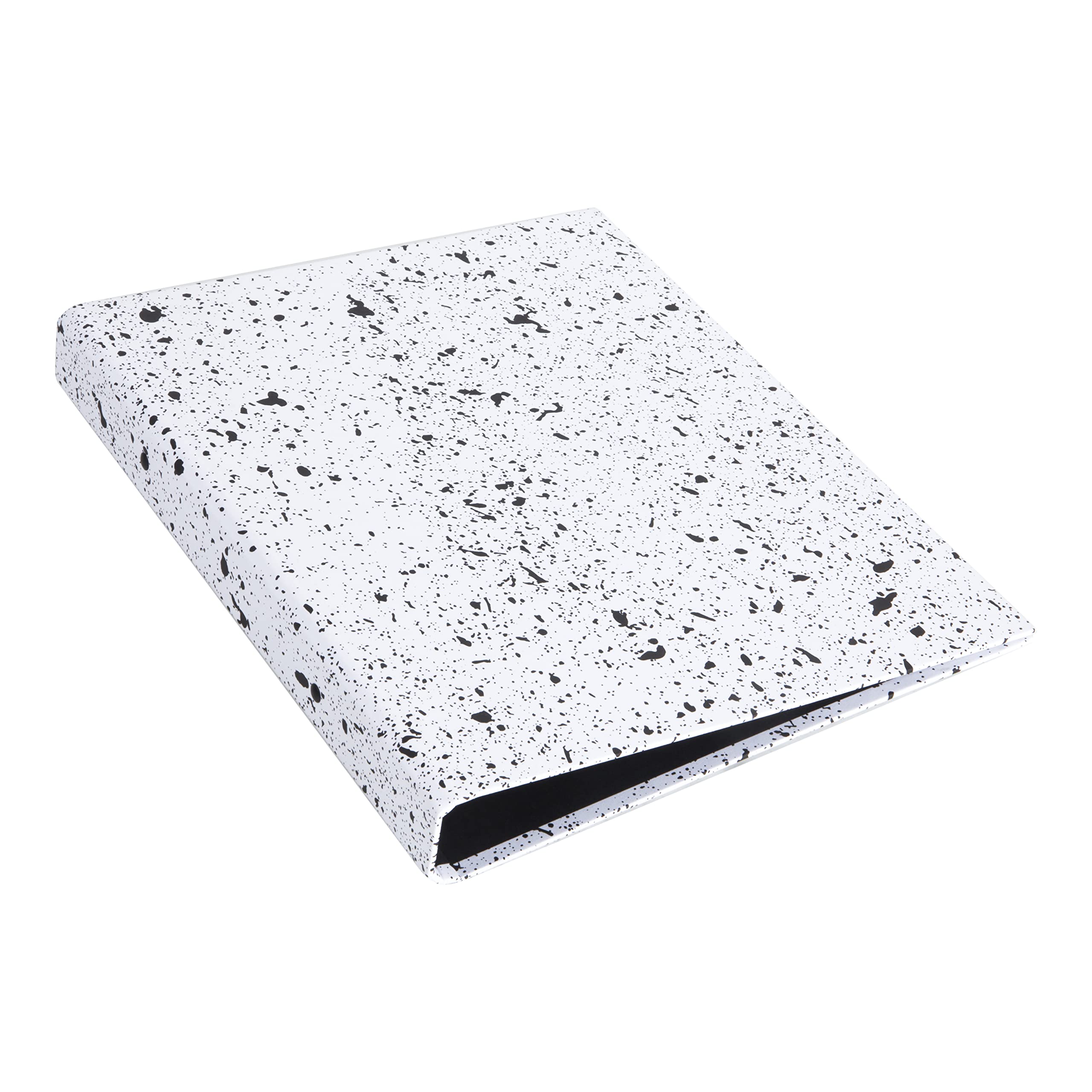 Bigso Box of Sweden 2 Ring Binder - Slim Fiberboard & Paper Document Organizer - Black Speckled File Holder for Office, School, or Home Use - Perfect for Papers, Clear Sleeves, Dividers & Presentations
