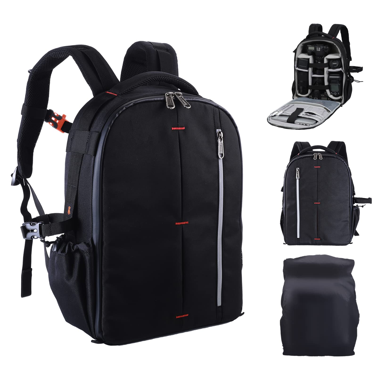 Professional Waterproof Camera Backpack 32x15x46cm for DSLR/SLR Mirrorless Cameras - Compatible with Sony Canon Nikon Cameras, Lenses & Tripods - Perfect for Travel, Hiking & Outdoor Photography