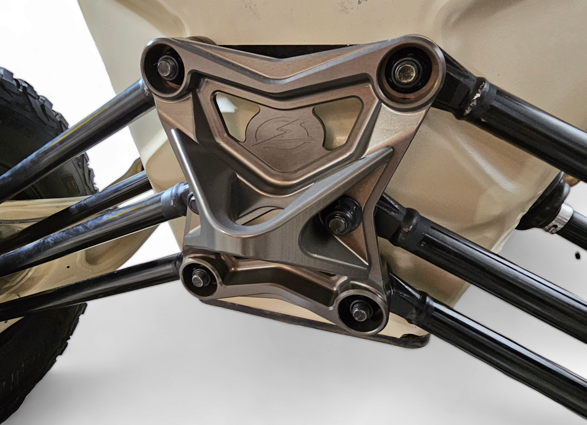 2017-2021 Can Am Maverick X3 EOD Radius Rod Plate with Tow Hook - Gun Metal RRP210013 - Heavy-Duty Off-Road Protection for Dunes, Trails & Rock Crawling
