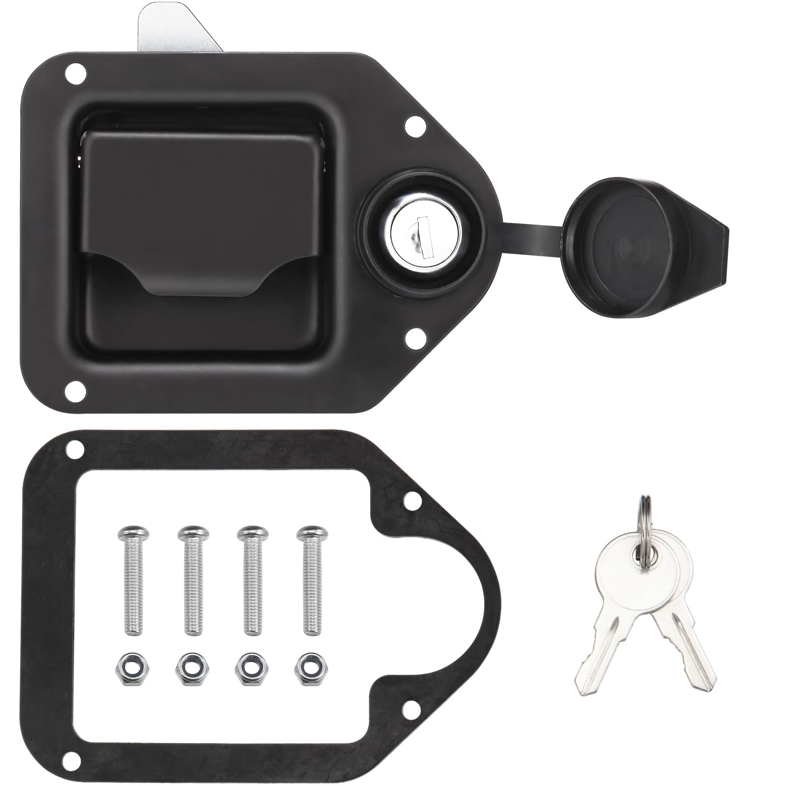 **Heavy Duty Paddle Latch Lock Replacement for Truck Tool Box & Trailer Doors – Standard Flush Mount Black Handle Lock (4.4