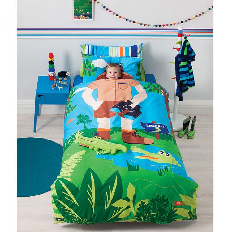 Cubby House Kids Croc Hunter Quilt Cover Set - Soft Dinosaur Themed Bedding for Kids' Room Decor & Nursery