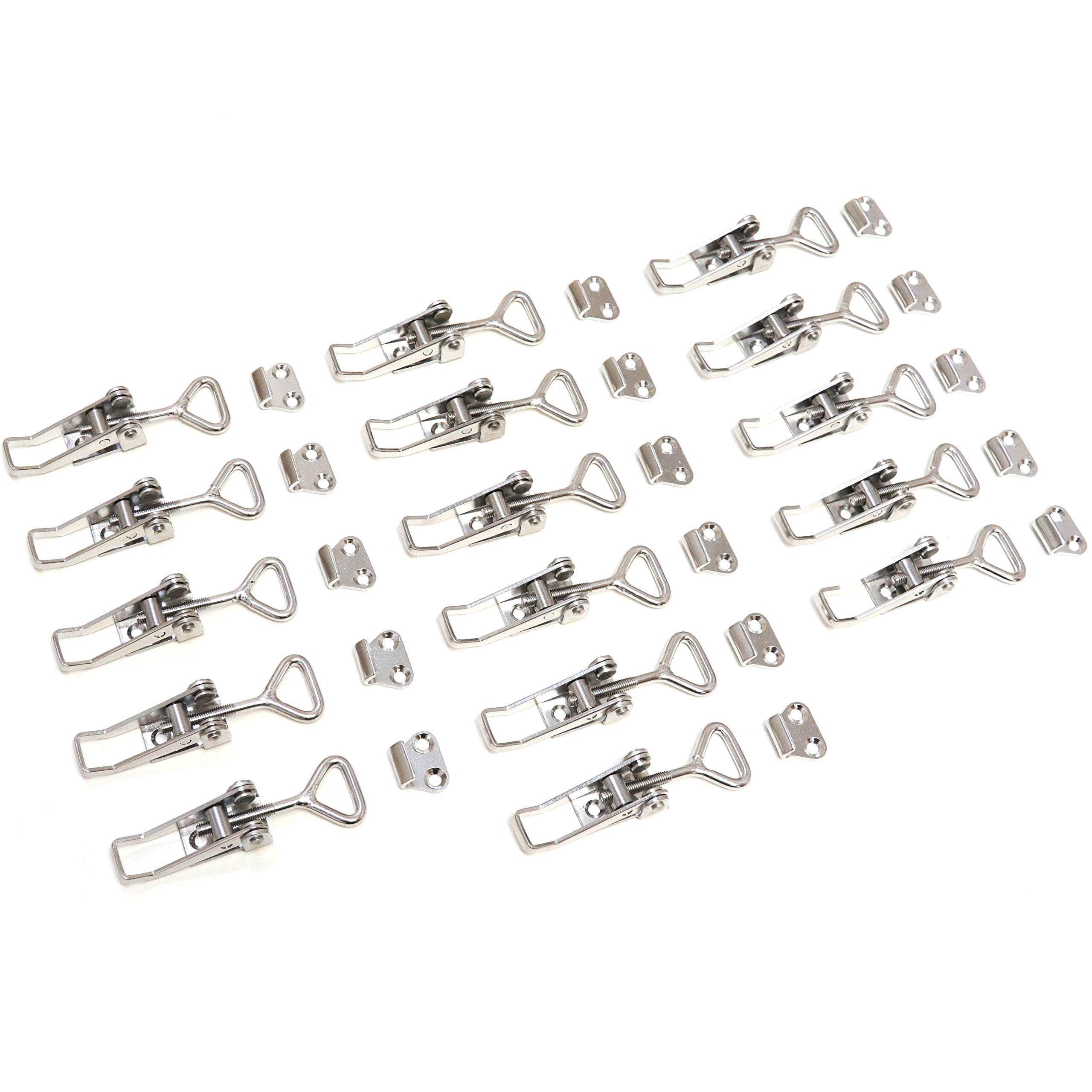 Red Hound Auto 16 Pull Latch Toggle Clamps - Adjustable 304 Stainless Steel Marine Grade Cabinet Latches (2-1/8 Inch/54mm) for Doors, Storage Boxes, Boats & RV Applications - Heavy Duty Hardware for Secure Fastening