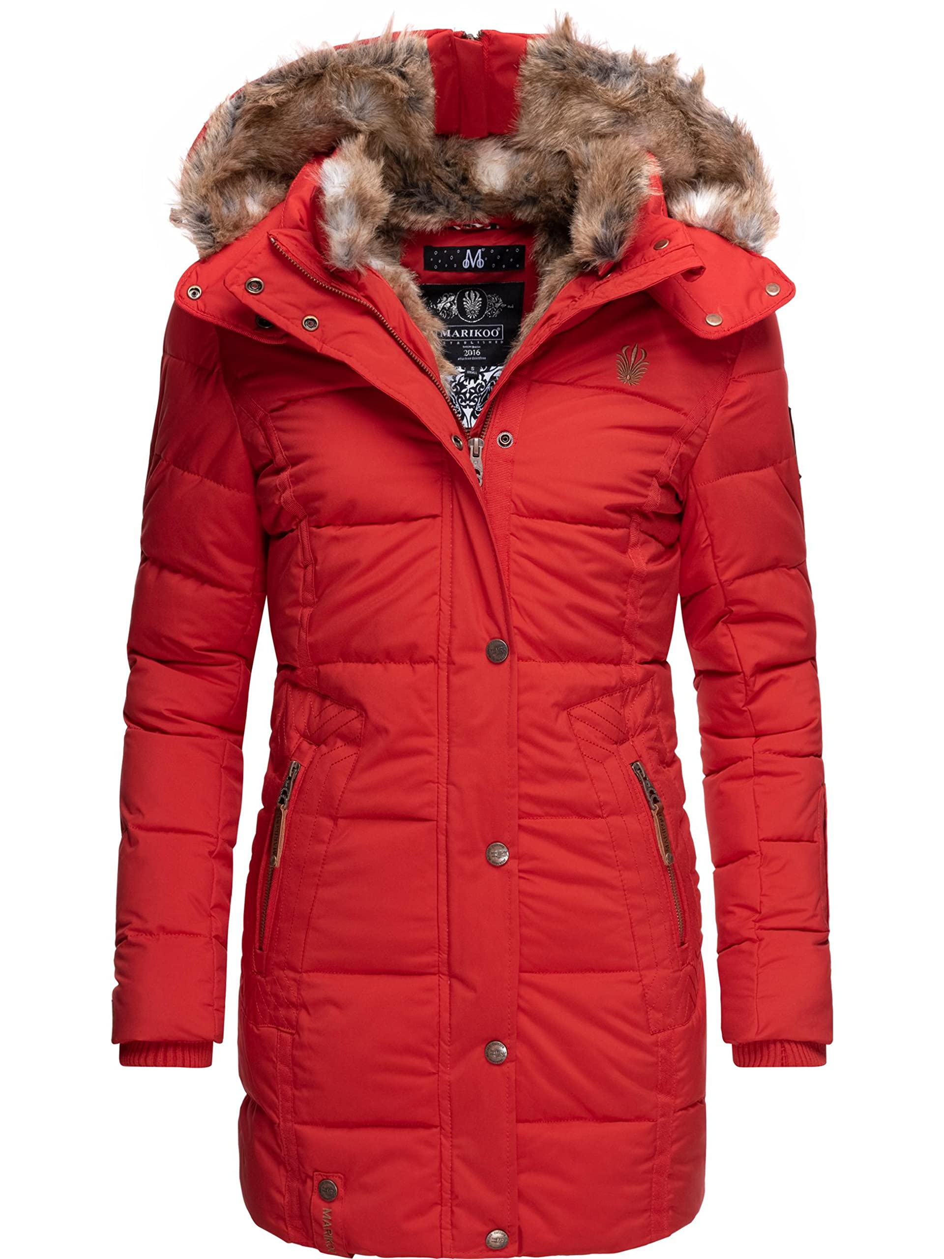 Marikoo Women's Winter Puffer Jacket with Faux Fur Trim - Warm Thick Hooded Coat for Cold Weather, Outdoor Activities & Daily Wear