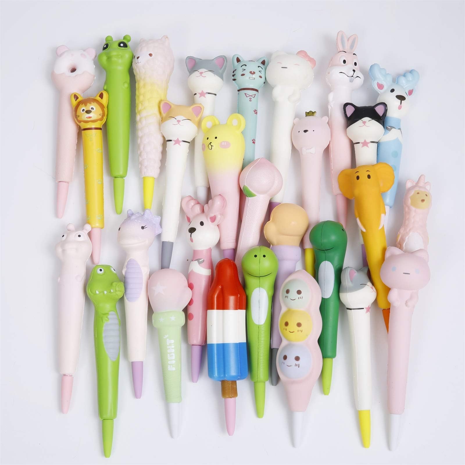 Anboor 3-Pack Kawaii Squishy Pen Grips - Unicorn, Mermaid, Panda - Slow Rising Scented Pencil Toppers for Kids Study & Play