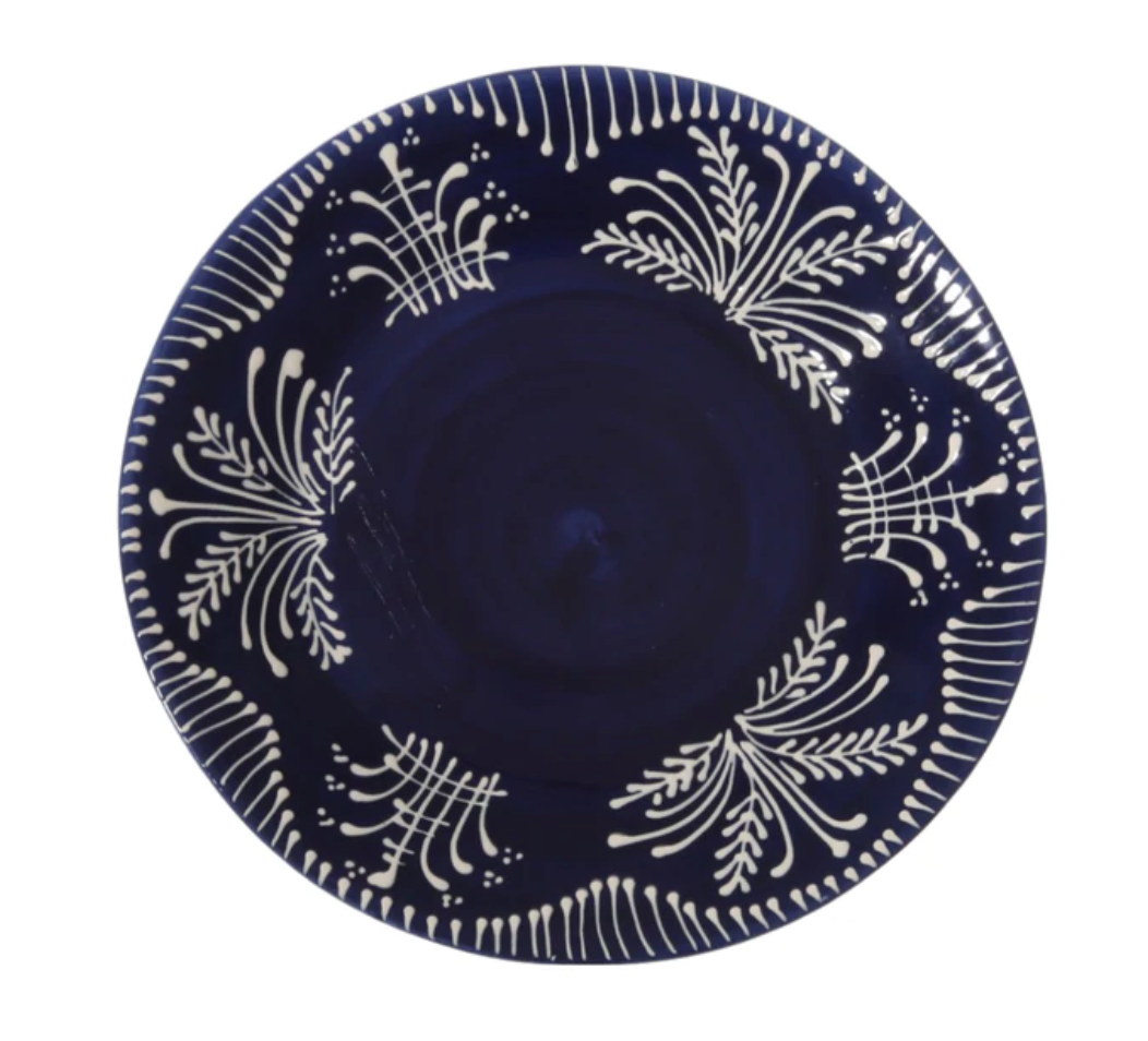 Elegant Cobalt Blue Lace Pattern Dessert Plates - Set of 6 Fine China Appetizer Plates for Tea Parties, Wedding Receptions & Special Occasions
