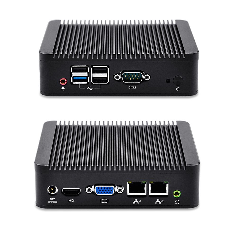 Mini PC with Linux Ubuntu OS - Intel Quad Core J1900 CPU, 2GB RAM, 64GB mSATA SSD, Dual Gigabit Ethernet & 300M WiFi - Compact Desktop Computer for Home Office, Digital Signage, and Light Gaming