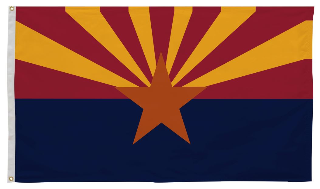 Arizona State Flag 5' x 8' Printed Nylon - Durable Outdoor & Indoor Flag for Home, School, and Government Buildings