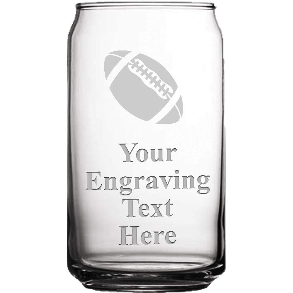 Personalized 13oz Football Beer Can - Custom Engraved Fantasy Football Glass with Prime Shipping - Perfect for Game Day, Tailgating & Sports Fan Gifts