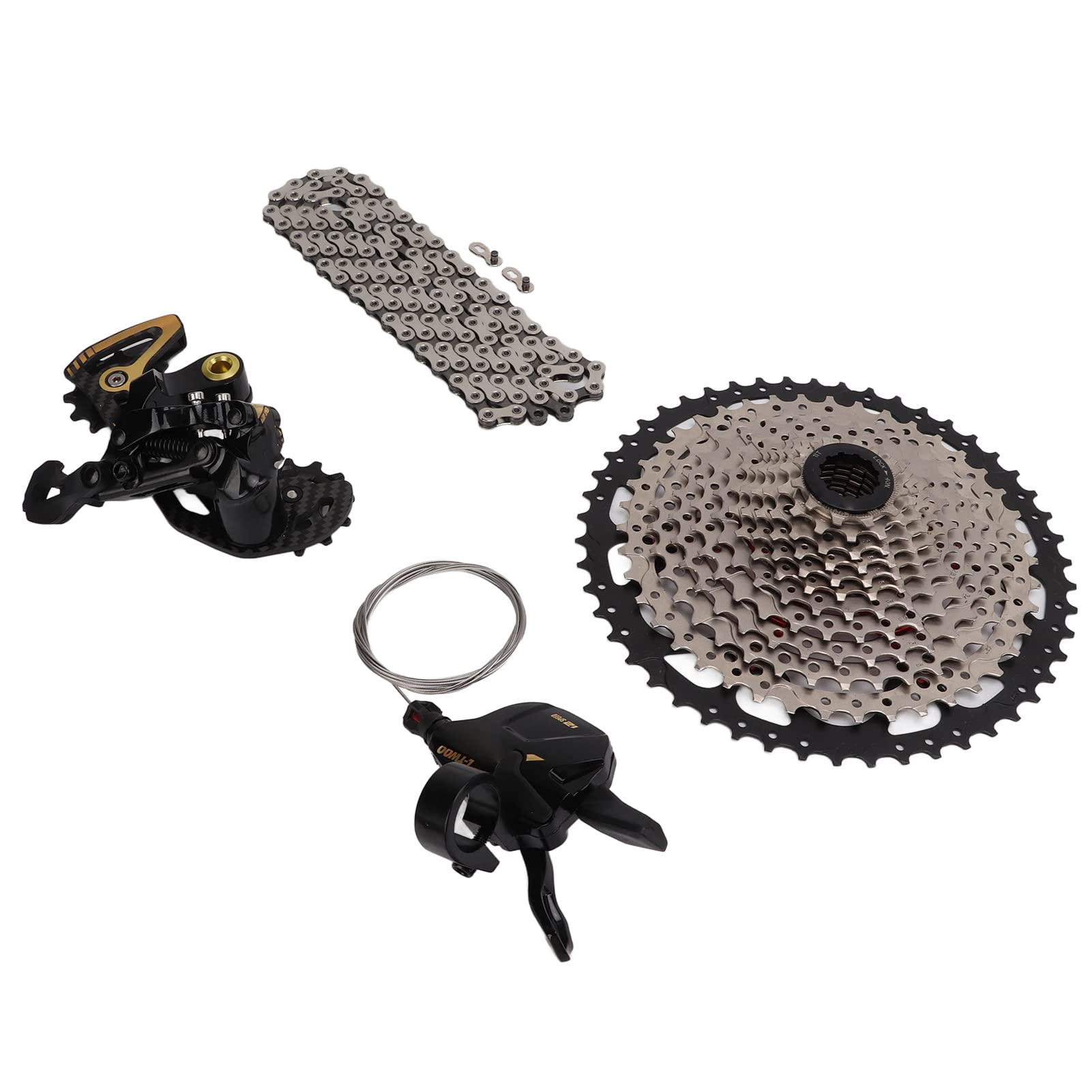 Mountain Bike Groupset - High Precision Shifter Lever, Rear Derailleur, Cassette & Chain Kit with Multi-Layer Electroplating | Durable Drivetrain Components for MTB Trail Riding & Off-Road Cycling