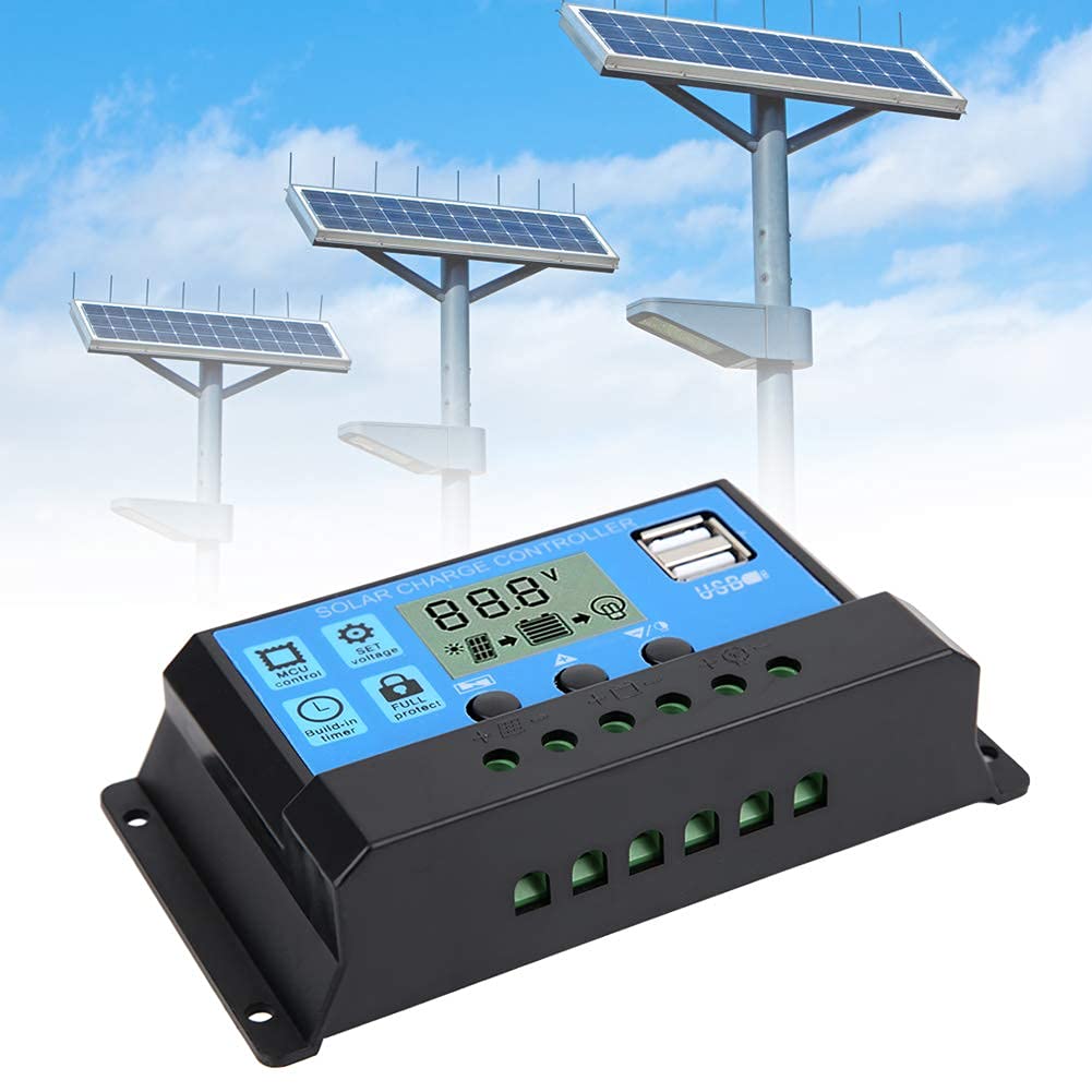 12V 24V Solar Charge Controller - Leftwei Automatic Portable Solar Panel Regulator for Outdoor Camping, RV, Boat & Home Solar Power Systems